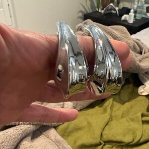 Chunky Silver Sculptural Cuff earrings from Anthropologie